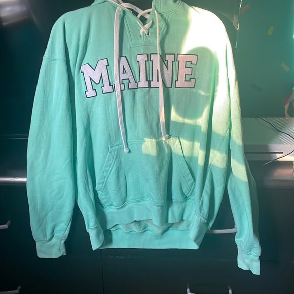 Teal MAINE oversized hoodie size L - Picture 1 of 5